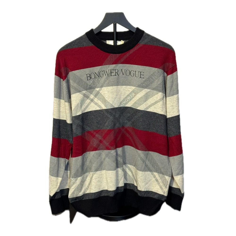 Flowerainu Sweater Men's Size L Cashmere Wool Colorblock Plaid NWT